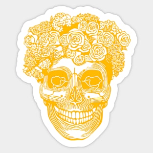 Flower Crown Skull (Orange) Sticker